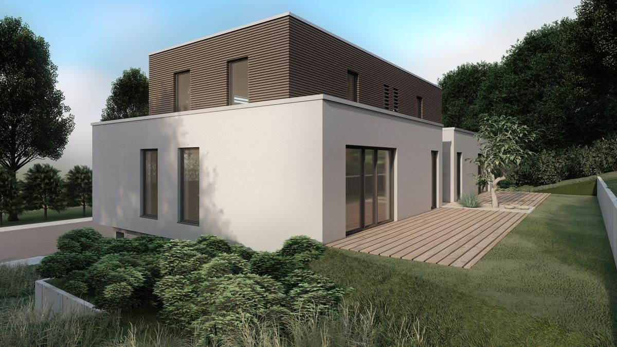 Architekturvisualisierung eines Zweifamilienhauses in Bad Driburg